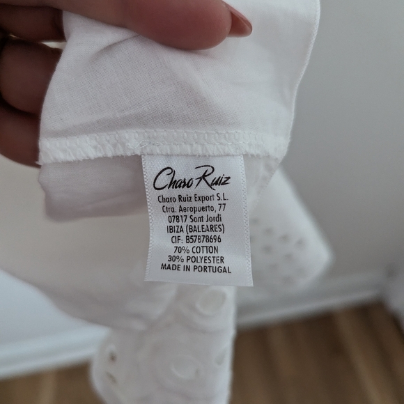 NWT Charo Ruiz Ibiza White Yara Eyelet Cotton Drop Waist Corset Mini Dress - Picture 5 of 8